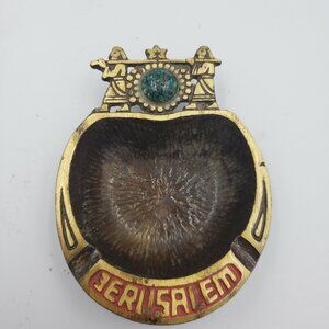 Jerusalem Israel Metal Ashtray Souvenir Mini Metal Ashtray 3-1/2 x 2-3/4
